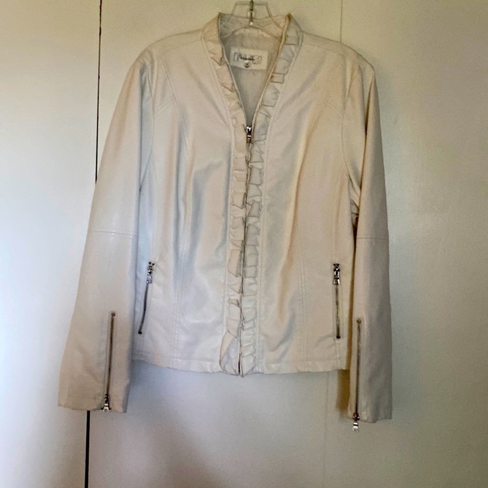 White leather jacket. Spring and summer